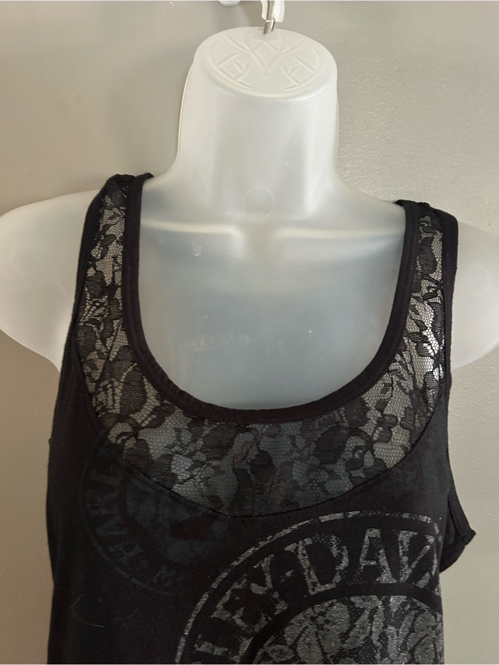Harley Davidson Shirt - black lace trim Y2K style racer back tank - Picture 3 of 9